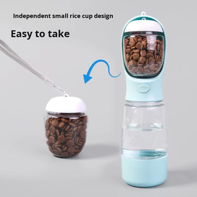 Multifunctional Portable Outdoor Waterproof IPX5 Solid Eco-Friendly Plastic Three-In-One Pet Tumbler Water Feeder for Dogs